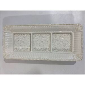 LENOX BUTLER’S PANTRY 3 SECTION RECTANGULAR Condiment DISH, TRAY, 13" X 6" X 2”